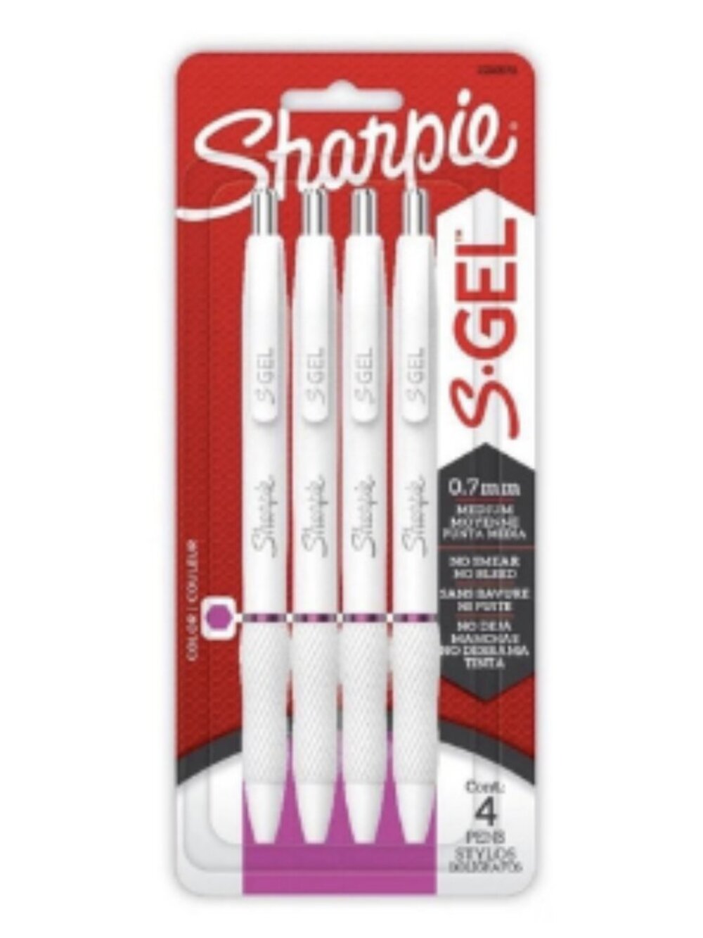 Sharpie S-Gel Pens Berry Pink Ink 0.7mm Medium Point White Barrel 4 Pack New